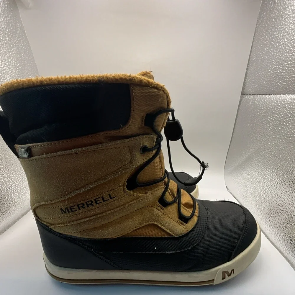 Merrell Snow Bank 2.0 WTRPF Waterproof Boots Black Tan Boys US 6M MY56187